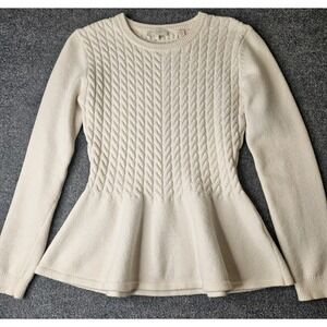 Ted Baker Women's Merida Peplum
Sweater Cableknit Size 3 Size Medium US Cream